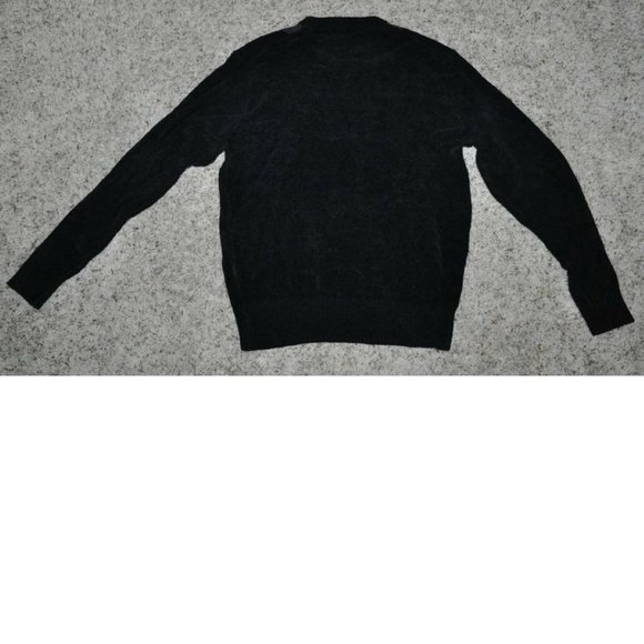 Mens Chenille Sweater Dockers Black Small Houndstooth Acrylic Crew Long Sleeves - Picture 3 of 3
